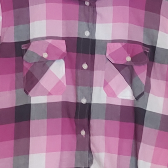 Aeropostale Pink & Purple Plaid Shirt - Picture 5 of 14